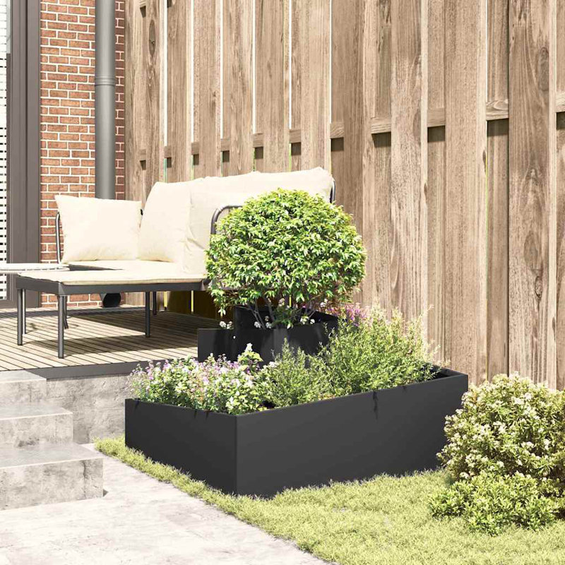 Garden Planter 80 X 80 X 50 Cm Cold-Rolled Steel, Black