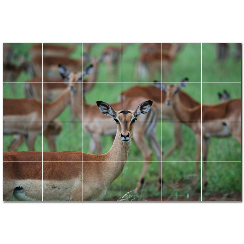 Murale décorative en céramique cerf de 4,25 po x 4,25 po