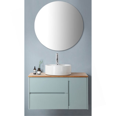 Miroir de salle de bain 80 cm, miroir rond, fixation murale