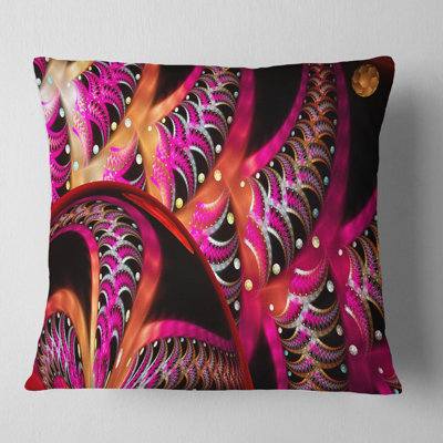 Unique Magenta Fractal Design Pattern - Abstract Printed Pillow