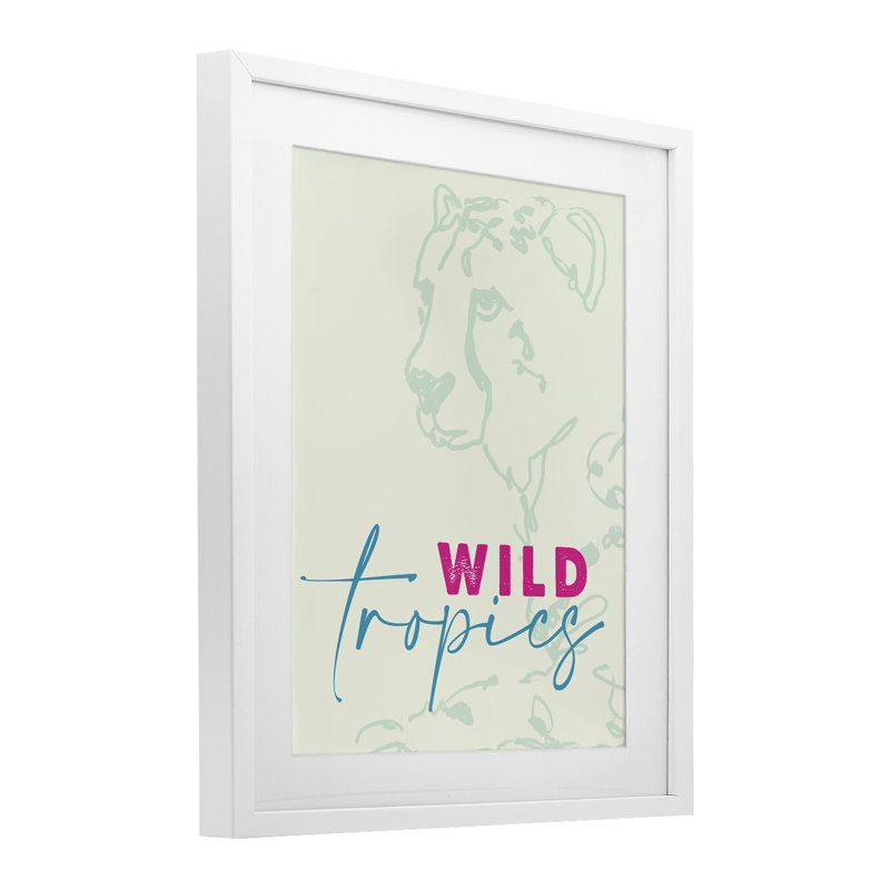 «Wild Tropics Cheetah», reproduction sous verre encadrée, design par Lanie Loreth, H 16 po x l 13 po, Cadre blanc côtier