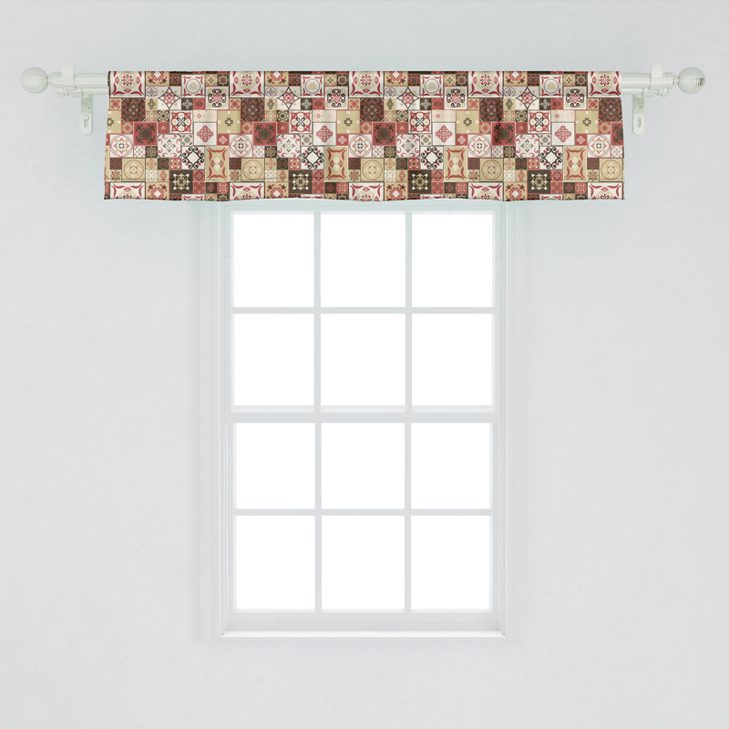 Ensemble de 2 cantonnières Ambesonne, motif carré rétro 51358, L 54 po x L 12 po