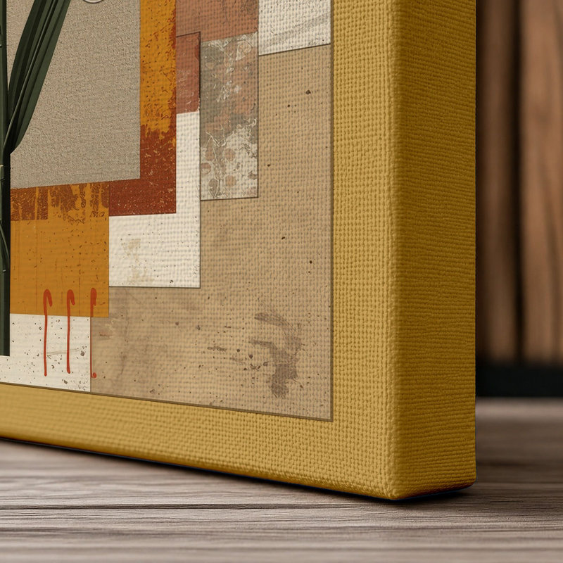Geometric Botanicals Boho - Wrapped Canvas, 36x24 - 91.4 x 61.0 cm, Ochre Border