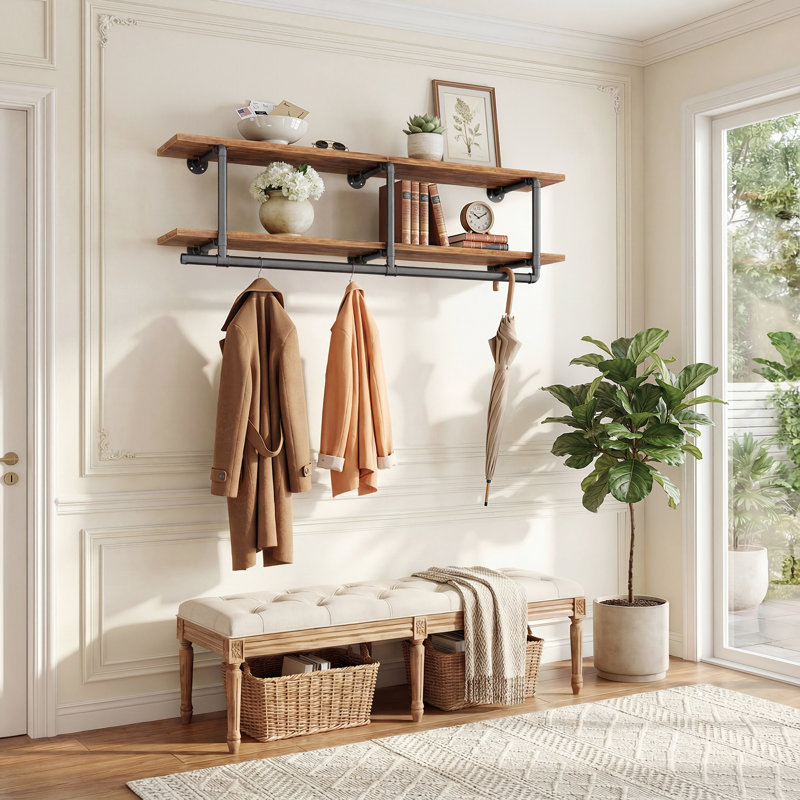 Porte-placard avec tringles de suspension, 47.2", Brun