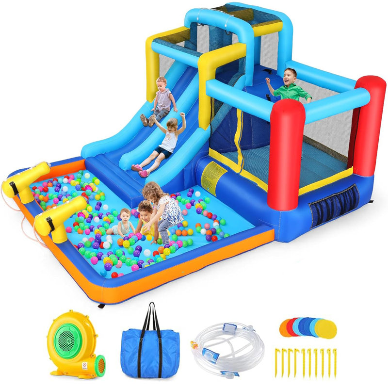 Jeu gonflable 145,7 po x 114,2 po avec 2 glissades d'eau, soufflerie, canon à eau
