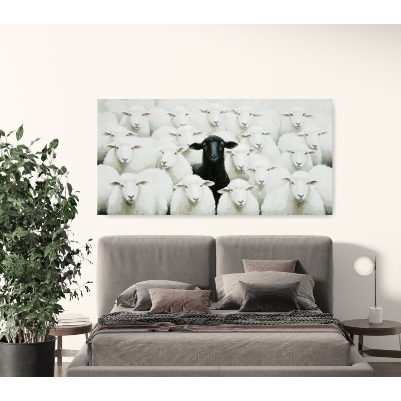 Troupeau de moutons, art mural tendance, décor de maison de campagne, H 40 po x l 80 po x P 1,5 po