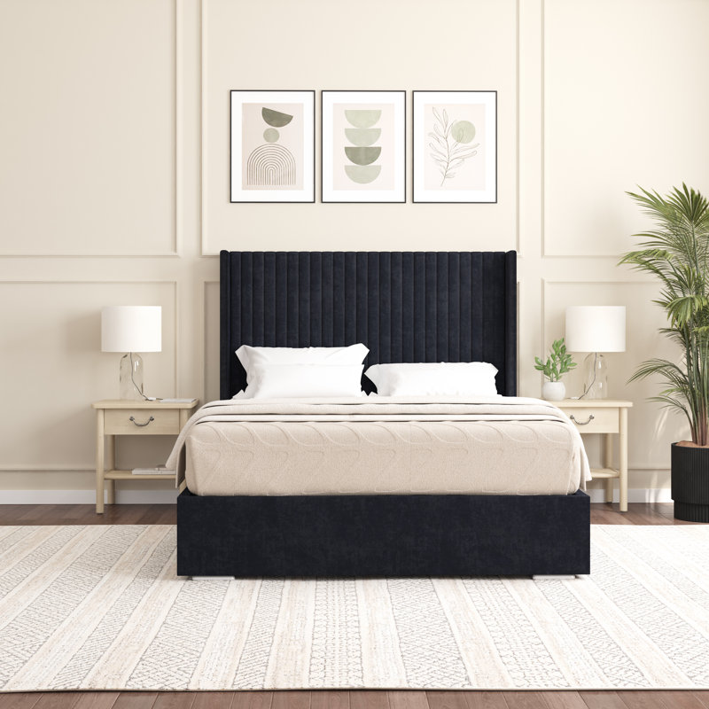 Shelton Upholstered Bed Frame, Super King (6'), Black
