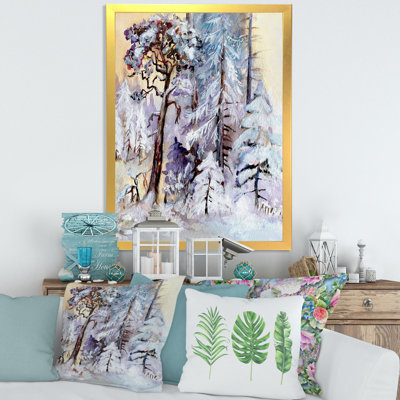 «Winter Snowy Forest by the Lake», peinture sur toile