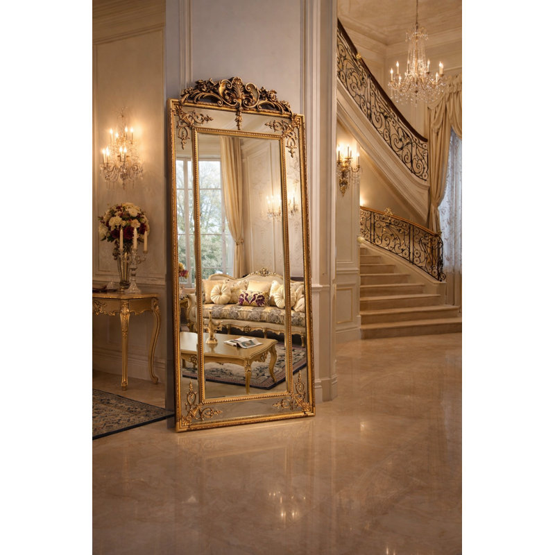 Solid Wood Rectangle Mirror, 78.7" x 36.2", Gold