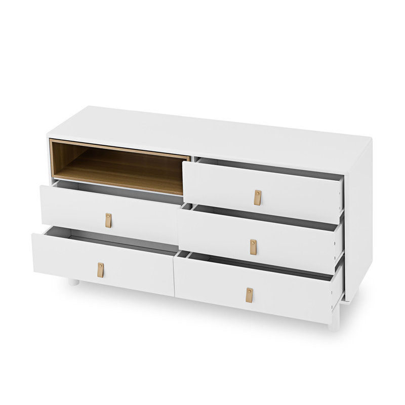 Commode 5 tiroirs Hobert, Blanc