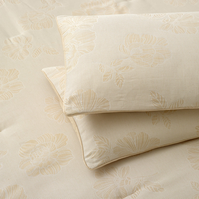 Gold Jacquard Floral King Microfiber Comforter Set