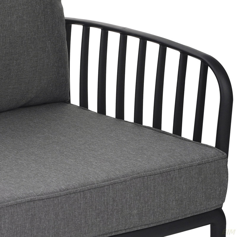 Bates Outdoor Conversation Set With Cushions, Dark Gray/Black, Table, Loveseat