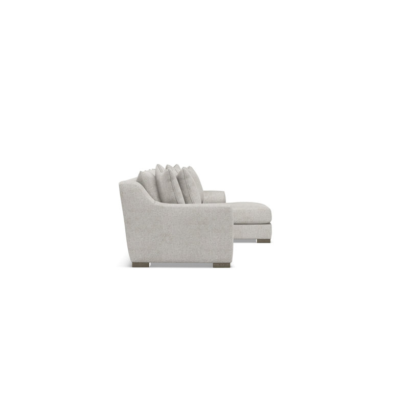 Chaise Sectional, Light Gray Polyester, Right Hand Facing, 35" H x  135" W x 63.5" D