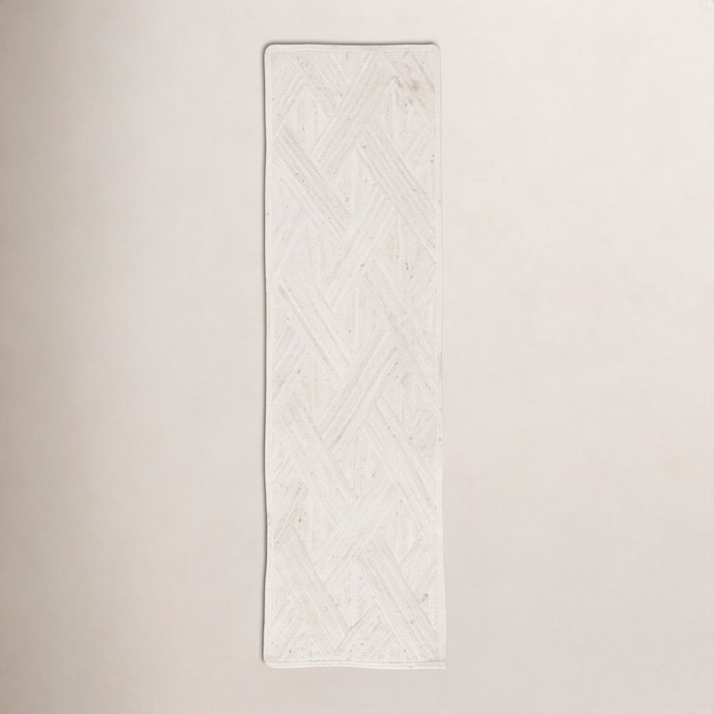 Lizbeth Geometric Handmade Flatweave Cream Area Rug, Runner 2'6" x 9'