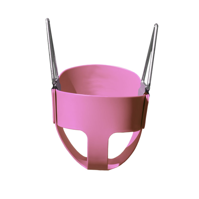 Pink Polymer Full Bucket Toddler Swing with Coated Chains