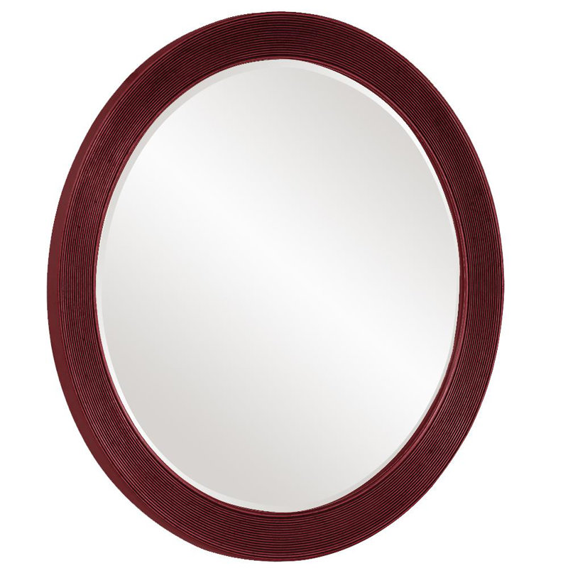 Alectra Wood Wall Mirror, Burgundy