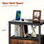 Table de chevet avec station de charge et 2 tiroirs en tissu, table de chevet avec ports et prises USB, table de bout avec tablette ouverte-122494973-129715229