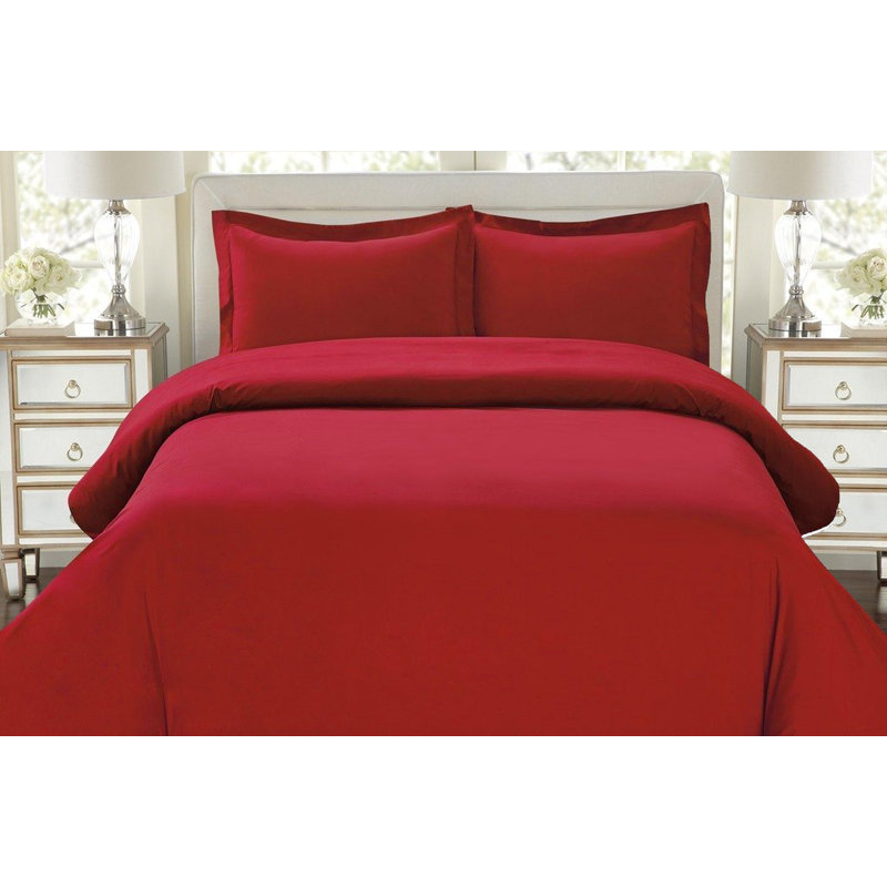Ensemble de housse de couette réversible en microfibre à densité de tissage 1500 avec taies décoratives, Bourgogne