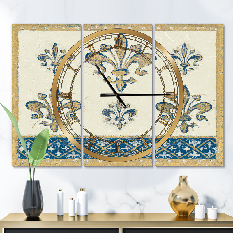 Fleur de Lis - Motif doré - Horloge murale traditionnelle