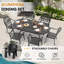 Ensemble de salle à manger de patio ovale avec 6 fauteuils, sièges rembourrés bruns, mobilier de jardin extérieur-95859224