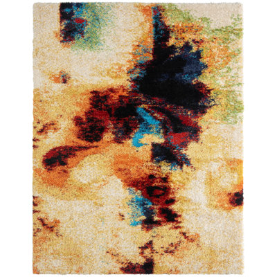 Abstract Area Rug in Beige