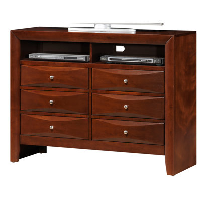 Commode média 6 tiroirs Marilla, cerise