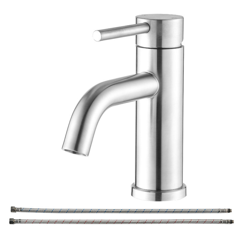 Robinet de salle de bain sur plage - Moderne, brossé nickel, 1 trou, finition satinée