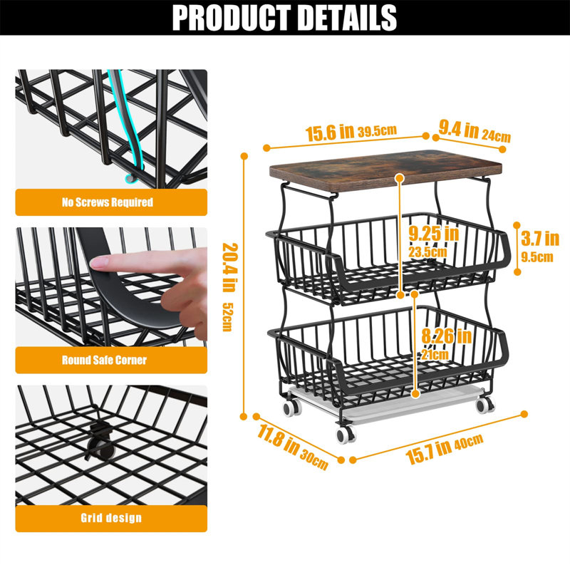 20.4 in. H x 15.6 in. W Utility Cart