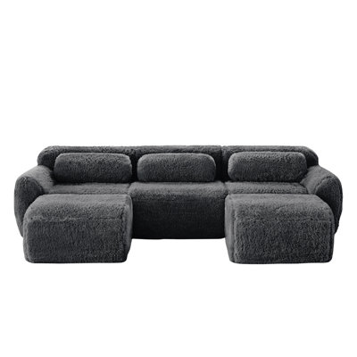114.6" U-Shaped 3-Seater Sofa with Ottoman