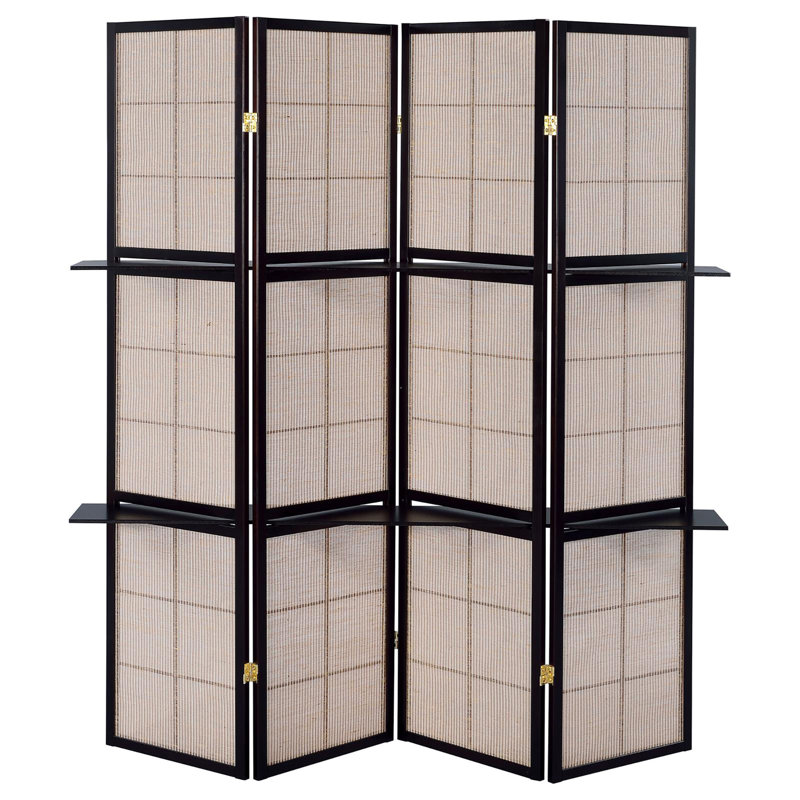 Tan And Cappuccino 4-Panel Folding Screen