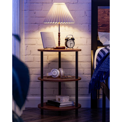 Petite table de bout ronde à 3 niveaux, table de chevet pour la chambre à coucher, le salon ou les petits espaces