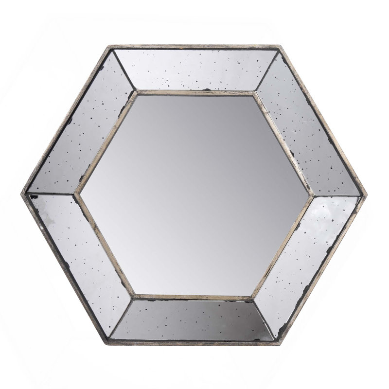 Contemporary Traditional Hexagon Wall Decor Accent Mirror For Living Room Dining Room Entryway Bedroom With Modern Focal Point And Versatile Interior Style Complement