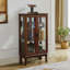 Cabinet Curio avec tablettes réglables et panneau arrière en miroir, portes en verre trempé (noyer, 3 niveaux)