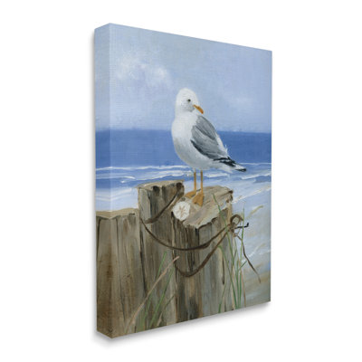 " Seagull Sand Dollar On Soft Nautical Beach Post " by Sally Swatland