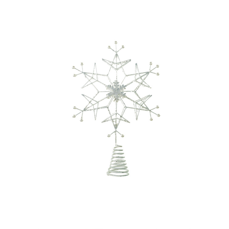 9” Frosted White Snowflake Tree Topper - Decorator's Warehouse