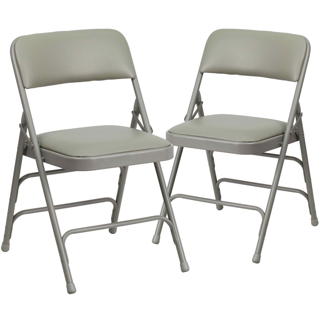 HERCULES Series Metal Folding Chairs with Padded Seats - Metal Folding Chairs (Set of 2) Inbox Zero 