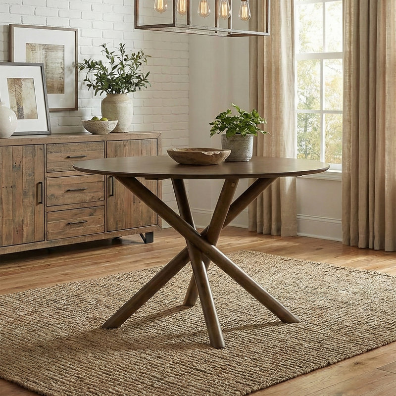 Roundhill Furniture Rosalina Round Dining Table, Walnut Finish