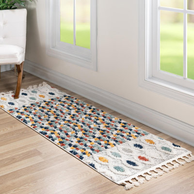 Tapis contemporain Amarissa de couleur ivoire multicolore