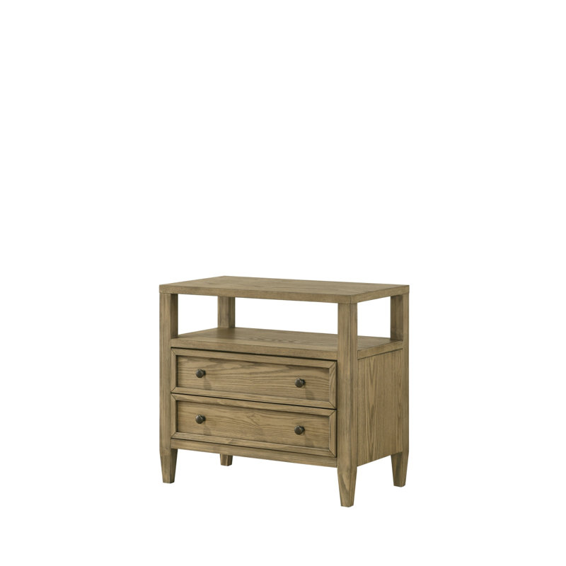 Table de chevet 2 tiroirs 1Pc avec tablette ouverte
