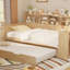 Lit de jour en bois avec tablettes de rangement, lit multifonctionnel avec lit gigogne simple et bureau d'étude (lit de jour)-3388574-3388575