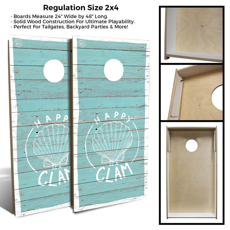 2' X 4' Happy As A Clam Cornhole Board Set With Case And Lights