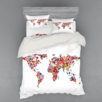World Map Eclectic Duvet Cover