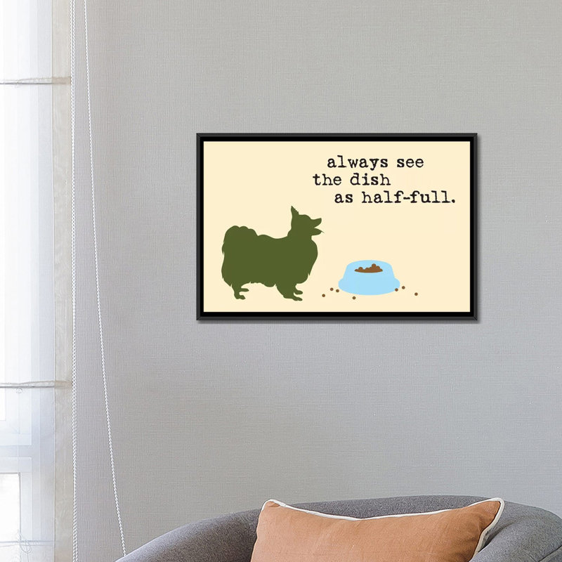 « half full i », impression sur toile, H 18 po x l 26 po x P 1,5 po, Toile avec cadre noir, Pas de tapis