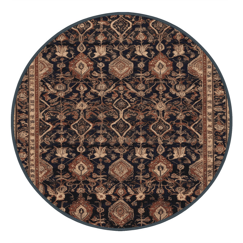 Tapis brun lavable à la machine, Rond 8 pi