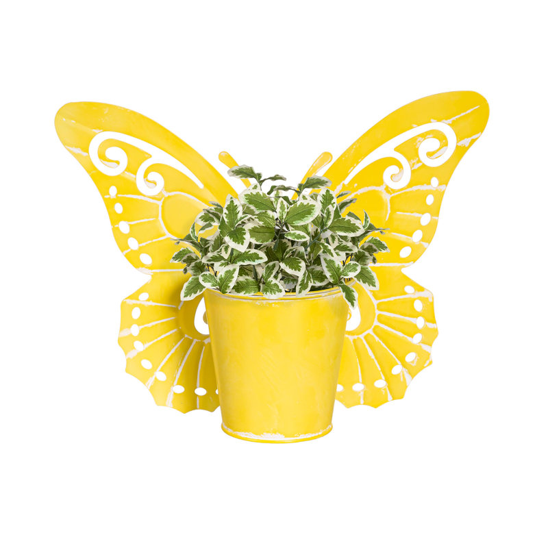 Pot à fleurs en métal, jaune