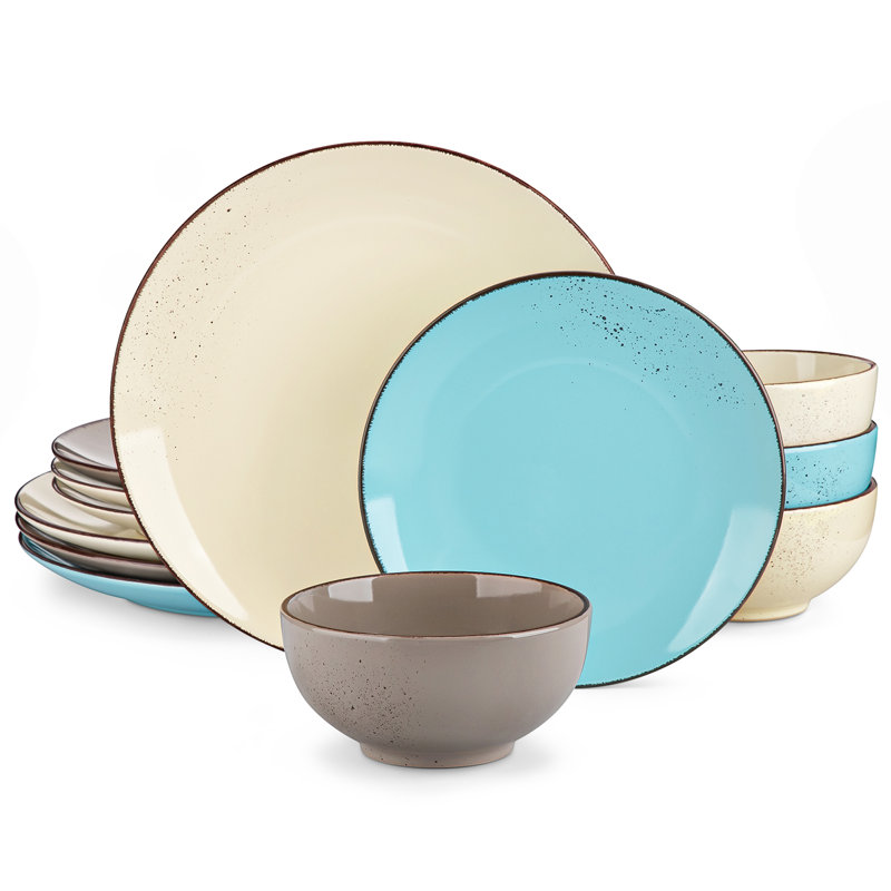  Stoneware Dinnerware  - , Beige/Light Green/Brown