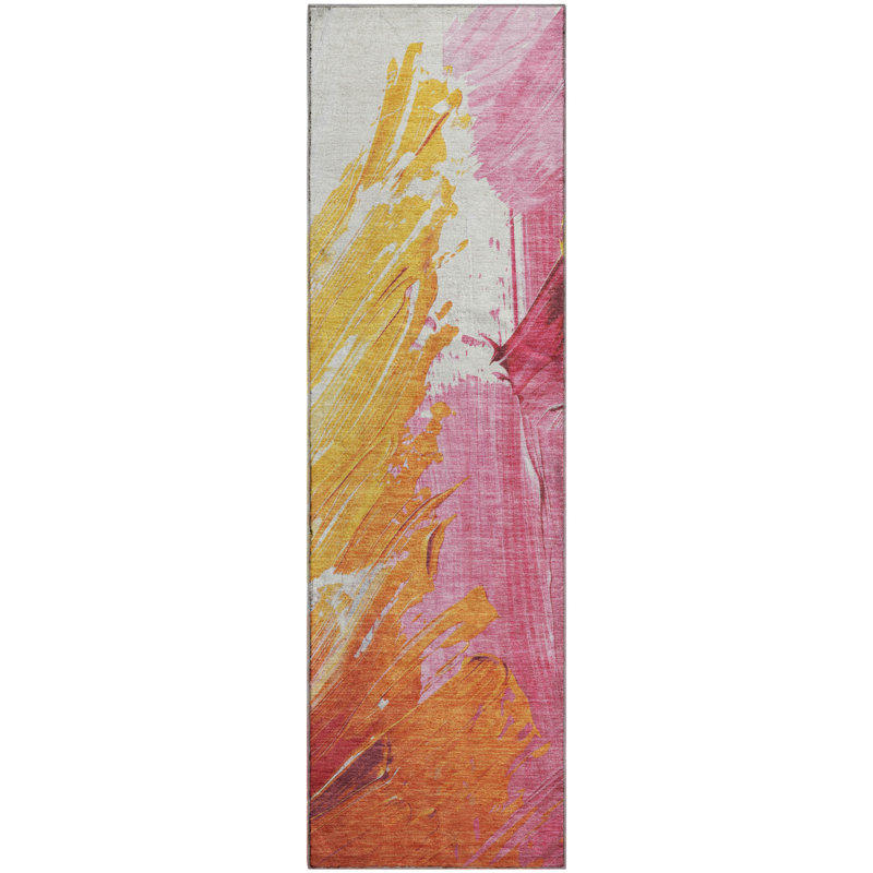 Tapis abstrait lavable à la machine de qualité supérieure Mayfield AMF1843, Tapis de couloir 2 pi 3 po x 7 pi 6 po