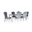 Ensemble de salle à manger 7 pièces Hixe, table festonnée et 6 chaises, bois massif argenté-119906986-119906987