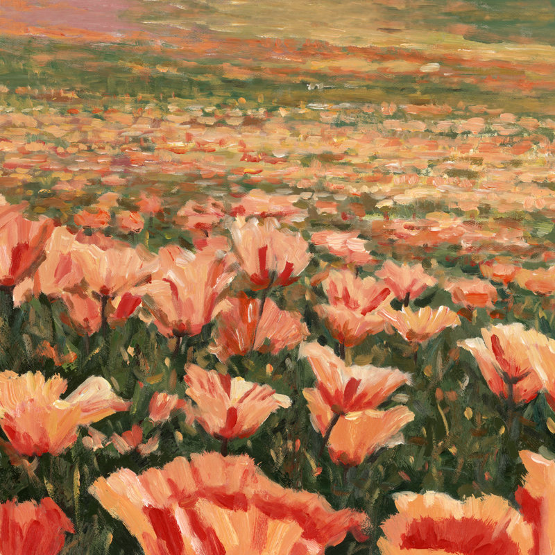 Bright Flower Field - Wrapped Canvas Painting, 30cm H x 30cm W x 3.8cm D
