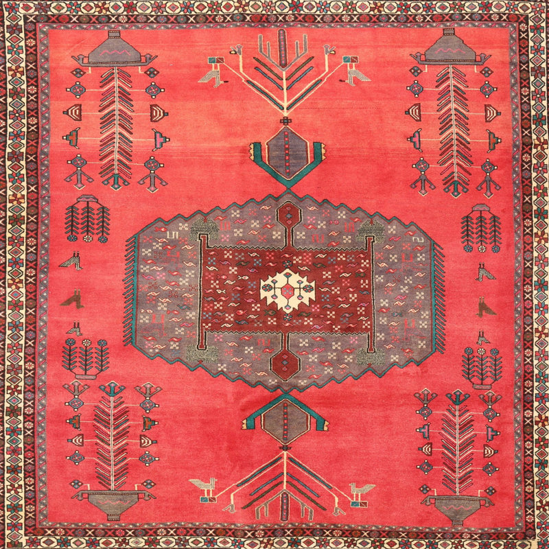 Tapis rose traditionnel Ilsebeau, Carré 3 pi
